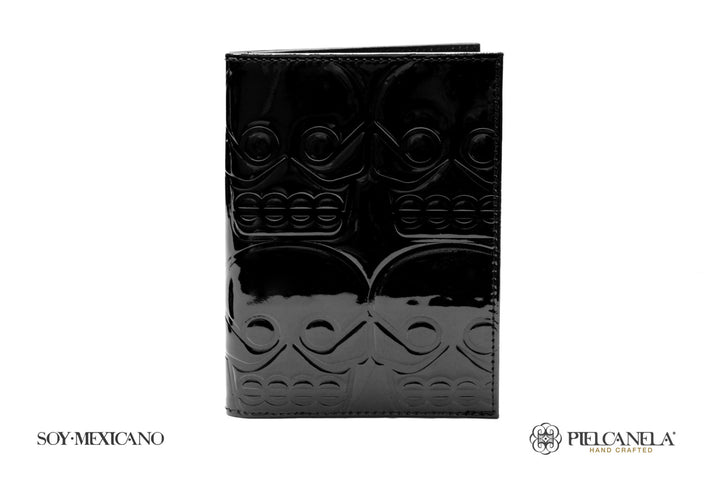 pasaporte cartera funda pasaportes viaje visa piel  mexicanos regalo personalizade give away promocional Hecho por manos mexicanas viaje aeropuerto embajada color negro piel mate y charol